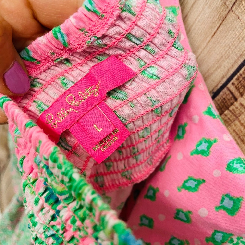 Pink and Green Sundress Lilly Pulitzer Libra Dress Oh Diamond Girl Pink Shandy - Picture 4 of 4